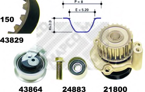 MAPCO 41901 Water Pump & Timing Belt Kit